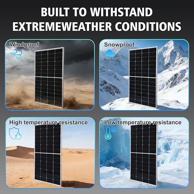 200 Watt Solar Panel, HPBC 225w Solar Panels, 25.5% High-Efficiency Solar Cell rv Solar Panels IP68 Rate for Home Off-Grid System Roof RV Boat Marine Trailer Farm(HPBC 225w)