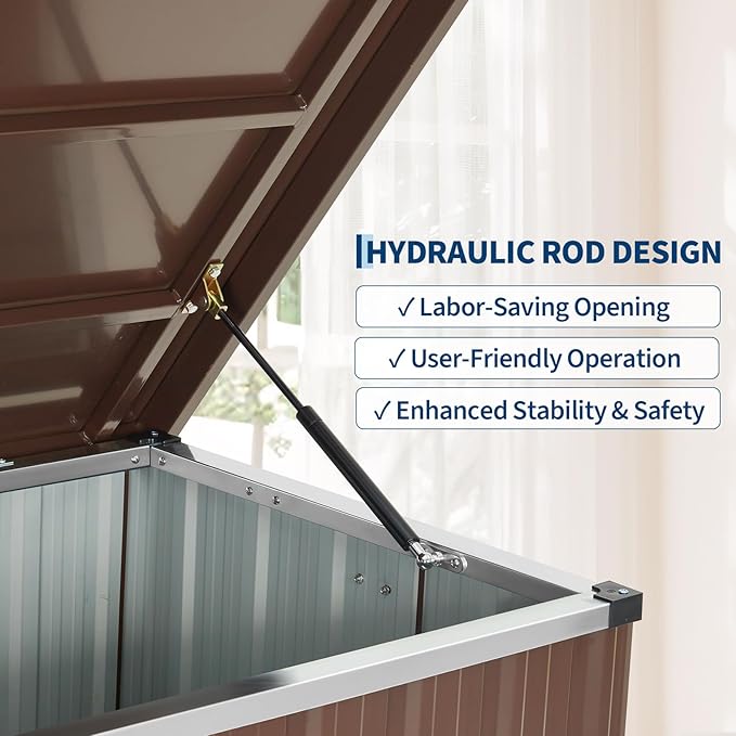 Metal Deck Box 160 Gallon Waterproof Patio Storage Container, Metal Outdoor Storage Box with 0.6 mm Galvanized Steel and 0.3 mm Coated Steel Panels, Large Bin with Wheels for Deck, Porch, Pools