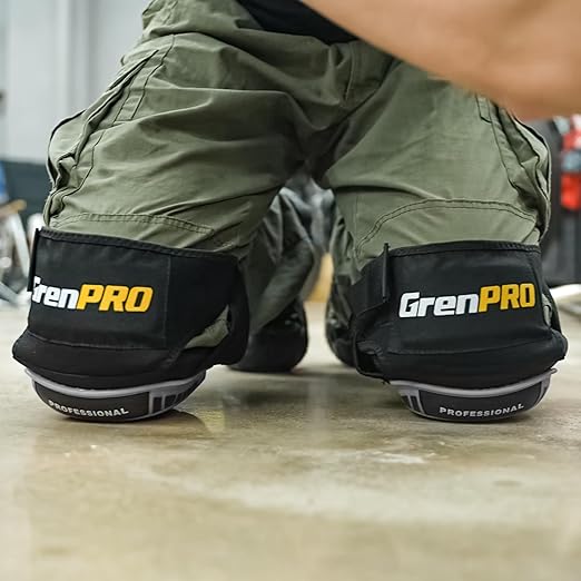 GRENPRO Professional Knee Pads for Work,Heavy Duty Thick Foam Knee Pads Tools, Knee Pad with Soft Gel Cushion for Construction, Work, Flooring, Gardening, Cleaning, Tiling,Gray
