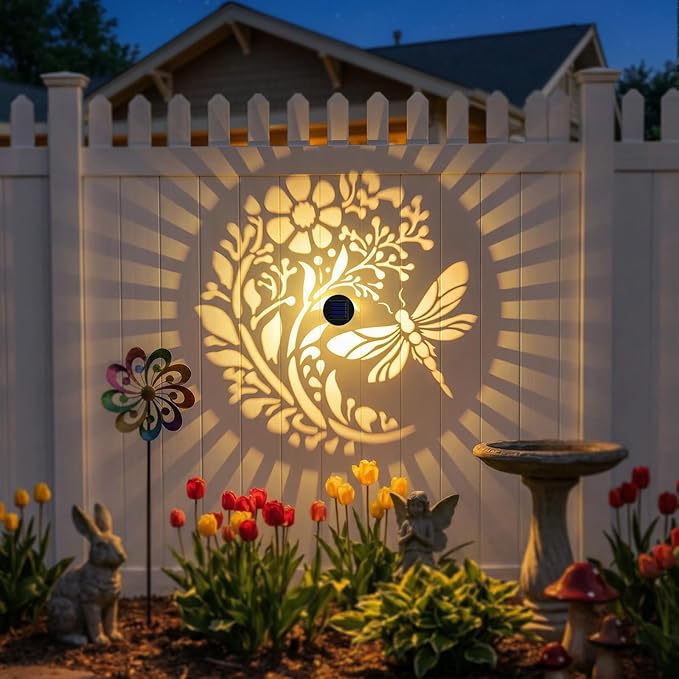 Gardsee Solar Fence Lights 6 Pack Solar Deck Lights Waterproof LED Solar Powered Step Light Wall Lights Outdoor Decorations Warm Yellow Light Decorative Lighting for Garden (Black 5)