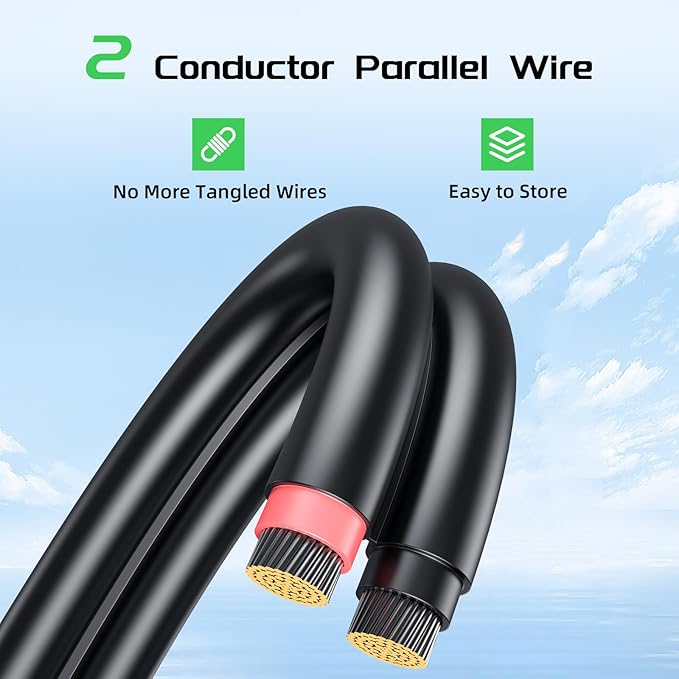 Bateria Power 40Ft 8AWG Solar Panel Extension Cable, 10mm² Twin Wire Conductor Parallel Solar Wire Adapter Kit with Waterproof Female & Male Solar Connectors for RV, Marine, Photovoltaic Systems