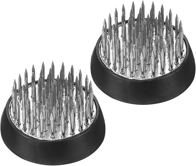M METERXITY 2-Pack Flower Frog 1.34" Round Steel Floral Arranger Pins Ikebana Holder W Rubber Base for Flower Arrangements/Craft Plant/Home Decor, Floral Kenzan Fixed Tool [1.1cm Pins]