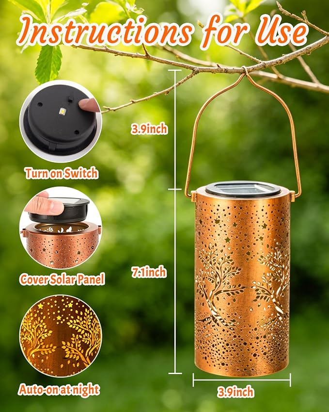 ANYTALK Tree of Life Solar Lanterns Outdoor Waterproof, Birthday Gifts for Women Mom Grandma, Hanging Solar Lights for Yard, Patio, Porch, Garden Decor, Christmas Gifts for Her/Him
