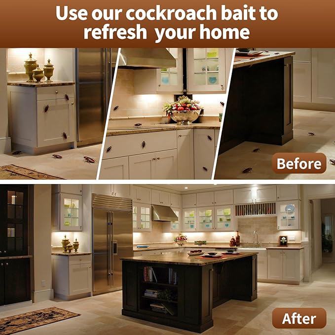 Cockroach Gel Bait, Repellent All Roaches, 40PCS with Adhesive Pads, Cockroach Trap Indoor Home Fast-Acting & Long-Lasting Protection, Safe for Indoor Use