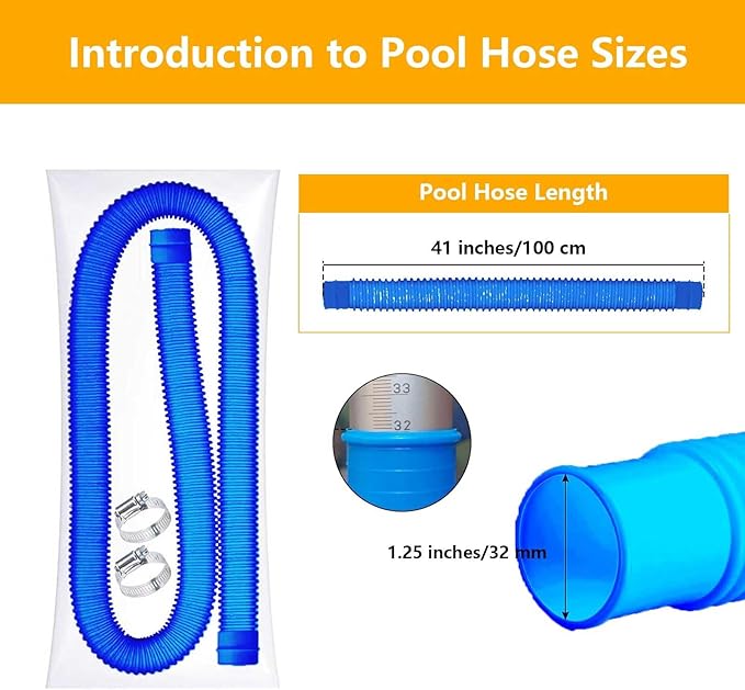 1-1/4-Inch Replacement Pool Hoses for Intex Coleman Bestways Above Ground Pools,1.25" Diameter Pool Hose Compatible with Intex Pump Models #607/#637 (Blue- 2 Pack)