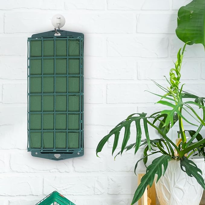 4 Pcs Floral Foam Cage with Foam, Green Plastic Rectangle Flower Holder, 11.8 x 4.7 x 3.1 Inches, Arrangement Supplies for Fresh or Artificial Flowers, Wedding, Home Decor, Centerpieces
