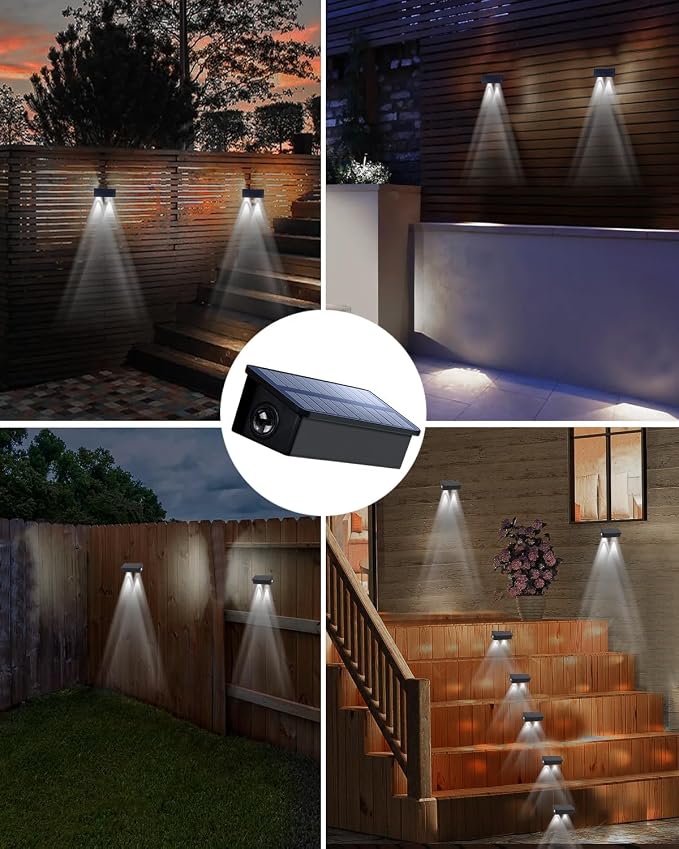 Solar Step Lights (Cool, DownSide-12Pack) | Solar Powered, Outdoor Steps