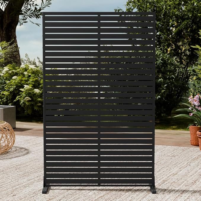 Outdoor Privacy Screen 72" H×47" W HDPE Freestanding Decorative Privacy Panel Fence with Stand 6 Panel, Air Conditioner Fence Panels, Privacy Screen for Patio Backyard,Balcony, Pool