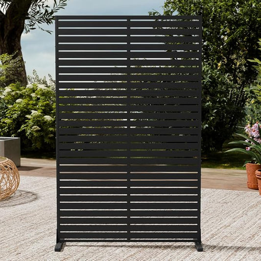 Outdoor Privacy Screen 72" H×47" W HDPE Freestanding Decorative Privacy Panel Fence with Stand 6 Panel, Air Conditioner Fence Panels, Privacy Screen for Patio Backyard,Balcony, Pool