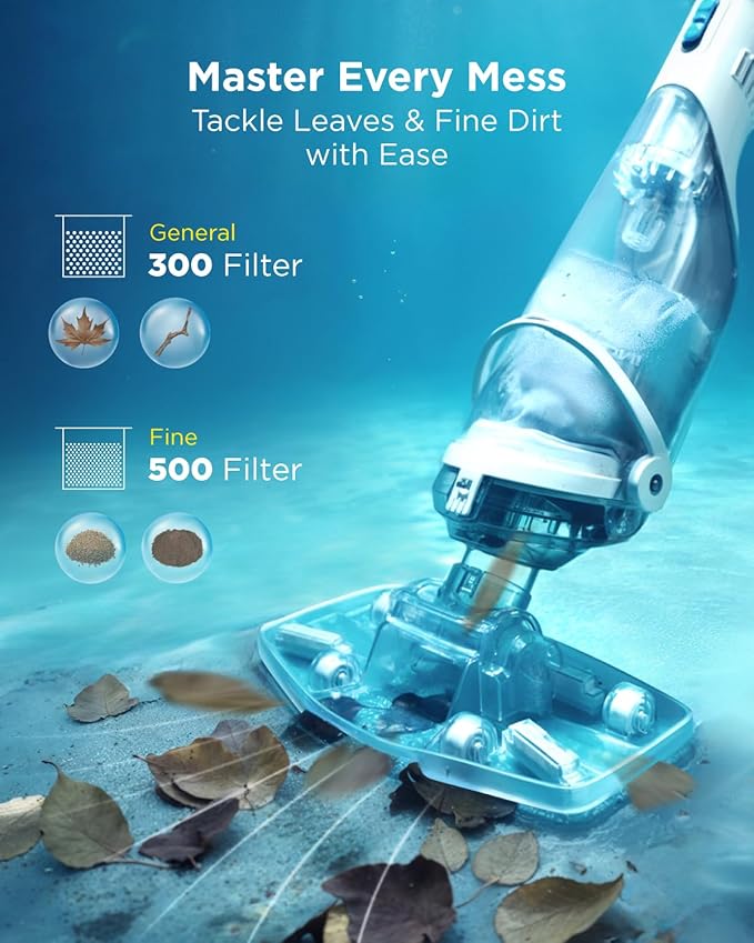 InoKraft Pool Vacuum for Above Ground Pool, Cordless Pool Vacuum for Inground Pools, Rechargeable Pool Cleaner with 18.5 GPM Suction, Above Ground Pool Vacuum with 59” Extendable Pole, Gray