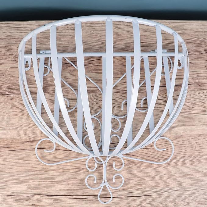 GANAZONO European Style Wall Mounted Flowerpot Rack Metal Plant Holder Half Round Hanging Planter for Balcony Garden Porch Decor 20.86X13.77X6.29 Inches