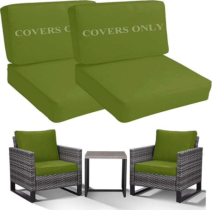 Sqodok Patio Cushion Covers Replacement, Deep Seat Patio Cushions Cover Set of 4, Waterproof Seat and Back Cushions Cover for Outdoor Furniture Chair, Sofa, Couch