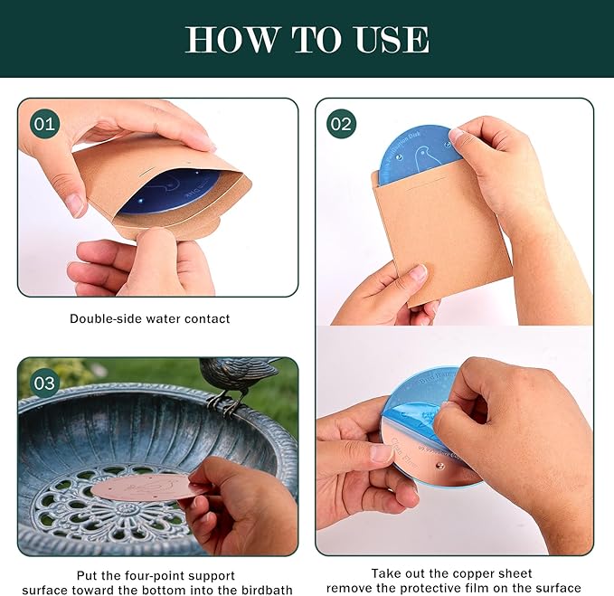 2 Pack Copper Bird Bath Disc - Helps Maintain Clear Water Naturally for Birdbath Copper Plate Can Save You Cleaning Time