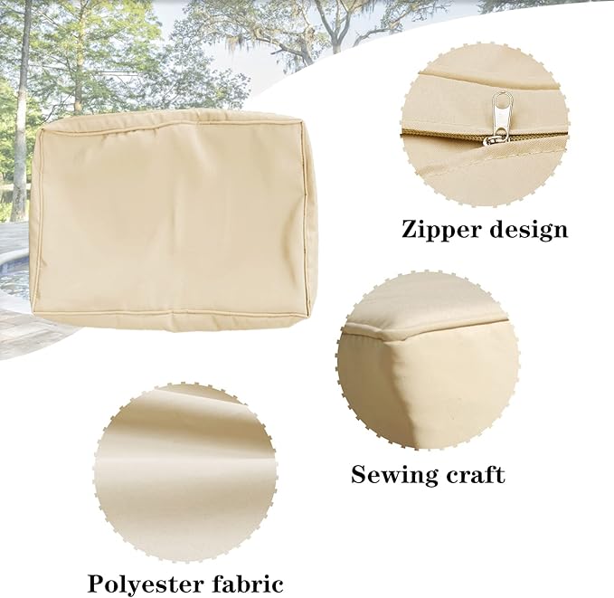 14Pieces Patio Cushion Covers Replacement Outdoor Couch Cushions Covers Splashproof Sofa Slipcovers Set with Zippers,Patio Furniture Protector Cover Only(Beige,25×25×3.15 inches)