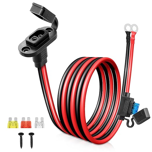 SAE to O Ring Connector 10FT 10AWG, SAE Battery Quick Connect Plug Waterproof Extension Cable for Solar Panel, Street & Road Glide Charging Port Upgrade, RV, Solar Generator Battery Charger