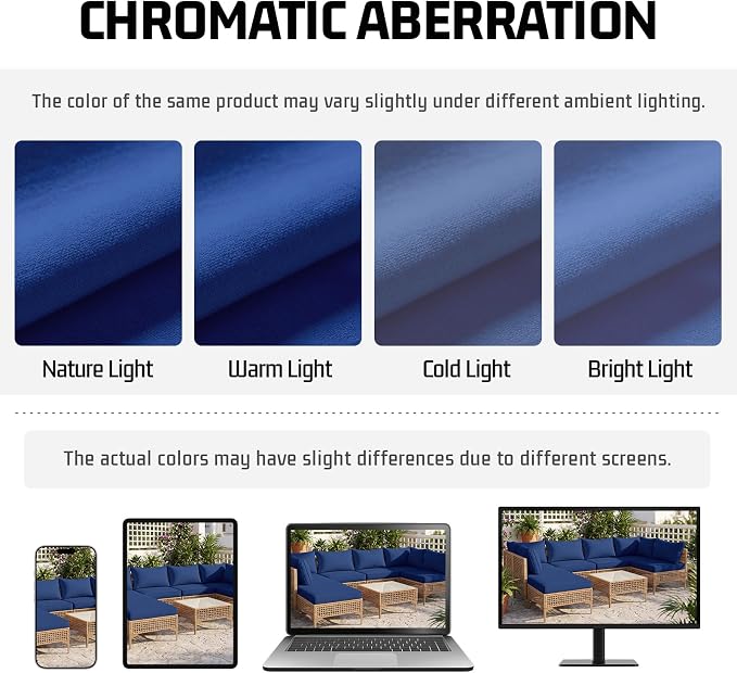 4pcs Outdoor Patio Cushion Covers Replacement, 24" Zippered Outdoor Cushion Covers Waterproof, UV Resistant & Washable Patio Furniture Cushion Covers Waterproof for Patio Sectional, Navy Blue