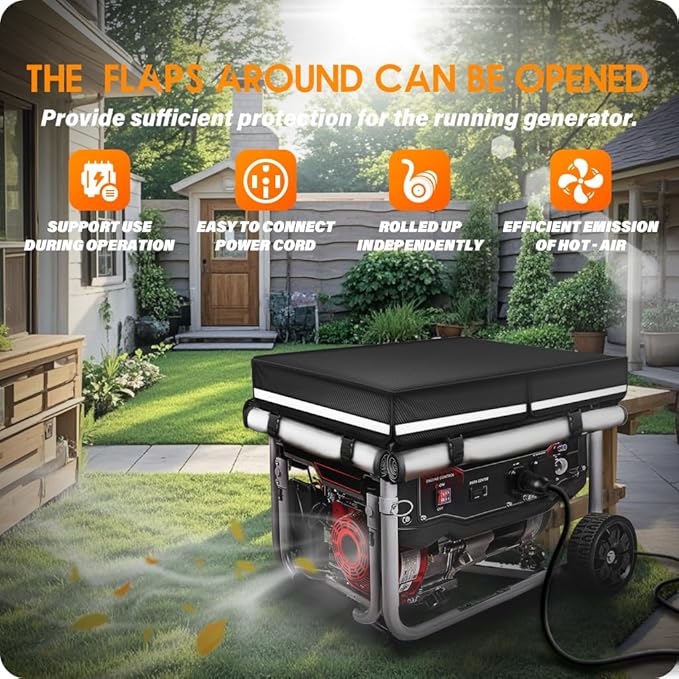 2025 New Upgrade, GUYISS 30’’L×30’’W×27’’H Generator cover, 900D+210 waterproof Oxford cloth. All-round Double-layer Protection. The Top can be Opened for Adding fuel. Black