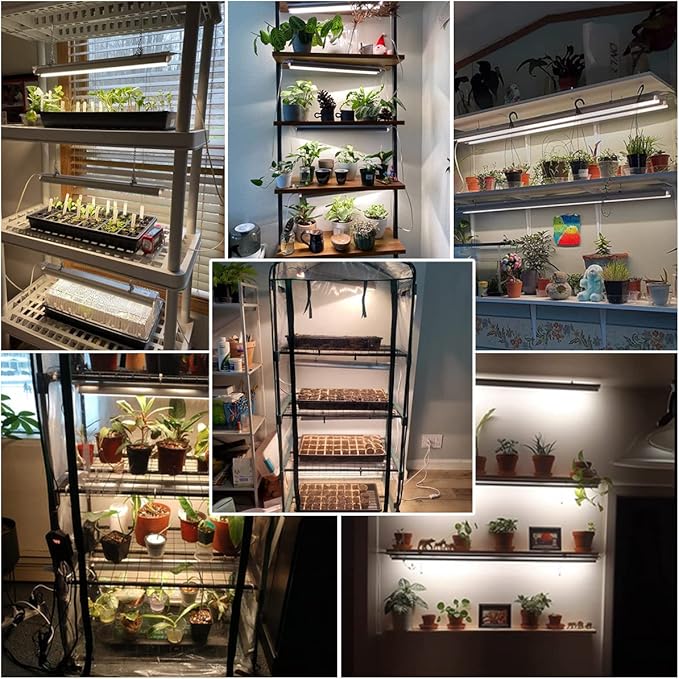 GYTF T5 LED Grow Lights, 204pcs Bulb 5000K White Full Spectrum Plant Light Strips for Indoor Plants, Shelves Greenhouse Seedling, End-to-End Connectable with V-Shaped Reflector
