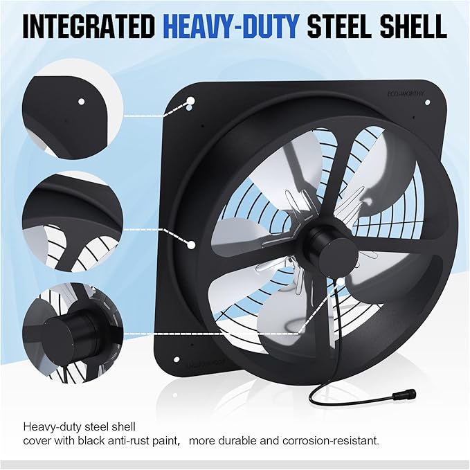ECO-WORTHY 50W Solar Attic Fan Kit, 50W Foldable Solar Panel and 14" DC Fan with 40W Motor for Roof Vent or Chicken Coop and Greenhouse