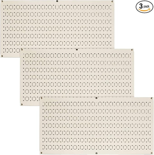 Wall Control Pegboard Value Pack - (3) Pack of Wall Control 16-Inch Tall x 32-Inch Wide Horizontal Metal Wallboards for Home & Garage Tool Storage Organization (Beige Pegboard)