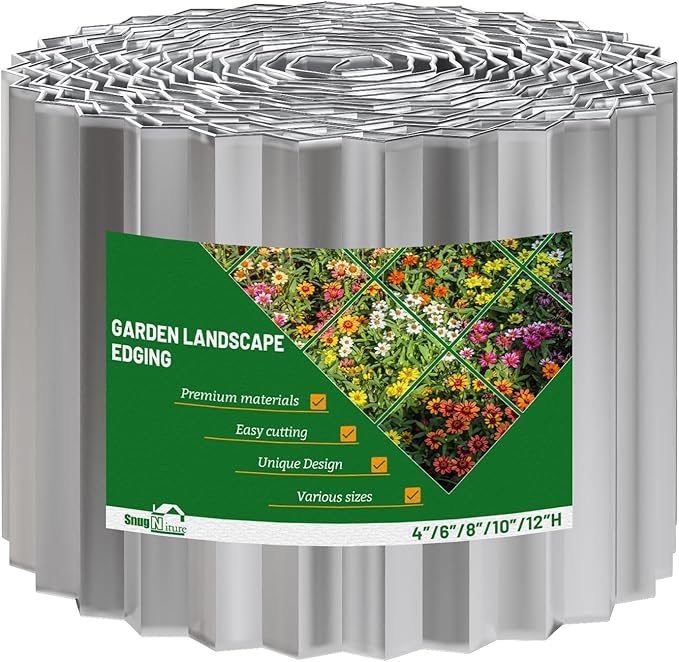 SnugNiture Corrugated Metal Garden Edging,6" x 20' Sturdy Lawn Edging Border,Landscape Edging Border for Lawn, Flower Bed,Garden and Yard