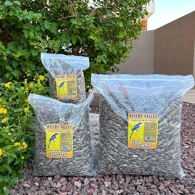 Desert Valley Striped Sunflower Seed, All Natural, Non-GMO Premium Wild Bird and Wildlife Food for Cardinals, Jays, Grosbeaks, Squirrels and More (10 Pounds)