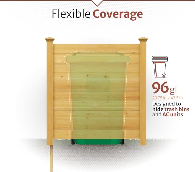 4ft H x 4ft W (2 Panels) No Dig Enclo Premium Wood Privacy Screen, Ideal Outdoor Privacy Wall, Pool Equipment Enclosure, Cedar Fence, Trash Can Enclosures, Air Conditioner Fence, EC18029 | 4ft H x 4ft W, 2 Panels, FSC Certified