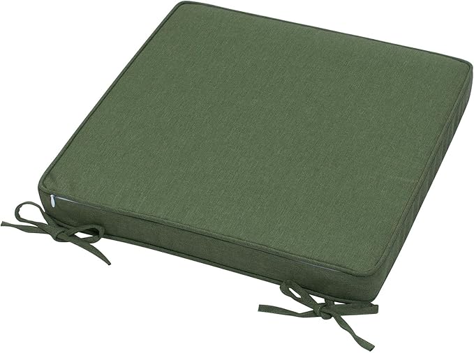 Magpie Fabrics Square Corner Seat Cushion, 18" x 18" x 2.5", 2 Pack, Indoor/Outdoor Waterproof Weather Resistant Universal Chair Pads for Patio Garden Dining - Green