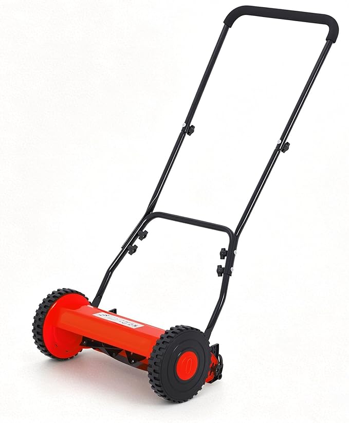 GarveeLife 5-Blade Push Reel Lawn Mower, 16-Inch Manual Push Grass Cutter, Adjustable Cutting Height, Lightweight & Easy Assembly for Small/Medium Yards, Compact Storage, Quiet Eco-Friendly