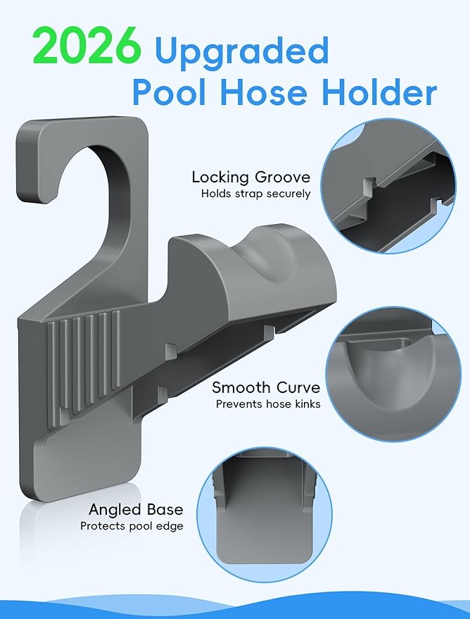SHAPON 2Pcs Swimming Pool Pipe Holders, Above Ground Pool Accessories Compatible with Intex Pools, Pool Hose Support Bracket – Prevents Pipe Sagging for Pool Accessories