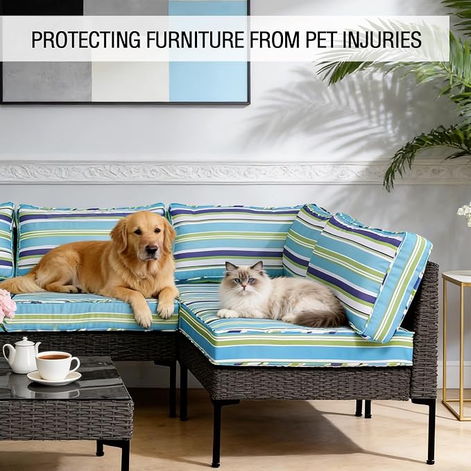 14Pieces Patio Cushion Covers Replacement Outdoor Water-Resistant Couch Covers Splashproof UV-Resistant Furniture Protectors Cushion Sofa Slipcovers Set with Zippers,Cover Only