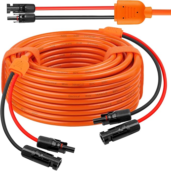 Solar Panel Extension Cable 40FT - MOOKEERF 10AWG+14AWG Solar Wire with Female & Male IP68 Waterproof Connector for RV, Photovoltaic Systems, Home, Boat, Solar Panels, Car