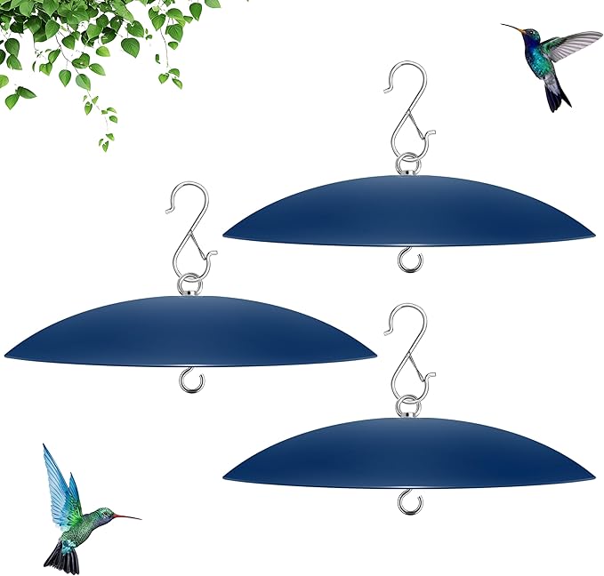 13" Bird Feeder Rain Cover,Bird House Dome,Hummingbird Feeder Guard, Proof for Shepherd's Hook Outdoors,Smart Birds Feeder's Umbrella(Blue), 3Pack