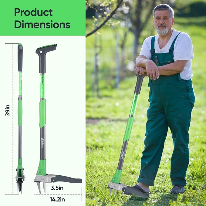Grootpow WP5 Apex Weeder, Lightweight Weed Puller Tool for Women, Weeding Remover Tool with 3-Claw Stainless Steel, 39-inch Ergonomic Handle, Easily Remove Weeds Without Bending or Kneeling