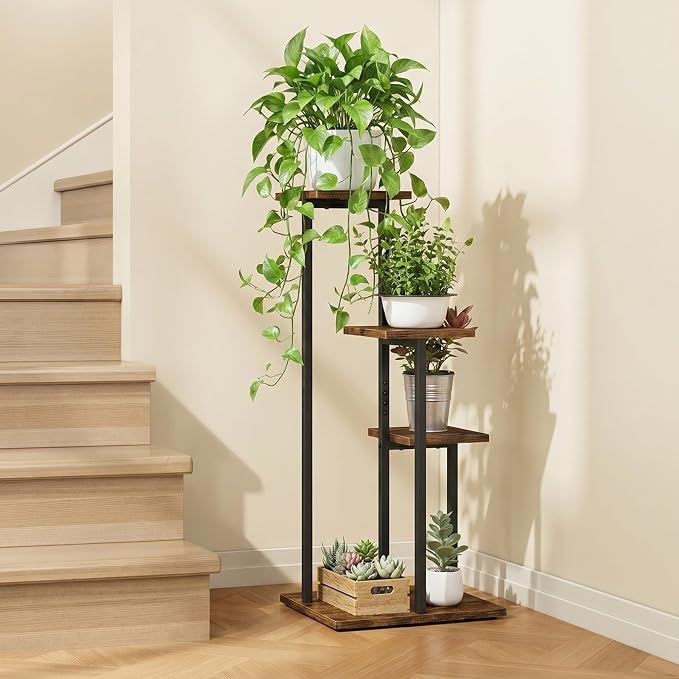 3 Tier Plant Stand Indoor, Tiered Plant Stands for Indoor Plants Multiple, Corner Flower Stand for Living Room, Multi-Layer Vintage Design Plant Shelf | Sturdy wood structure, space-saving corner design. Multi-layer rack holds multiple potted plants,id...