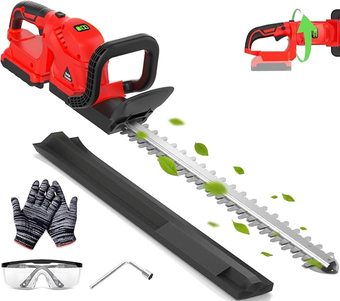 22-INCH Cordless Hedge Trimmer with Rotatable Handle Compatible with Milwaukee M18 Battery, Brushless Motor Trimmers Battery Powered, Electric Hedge Trimmer Cordless Bush Trimmers for Garden-ONLY TOOL