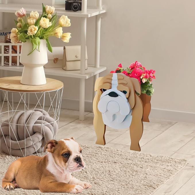 English Bulldog Dog Planter Plant Pots,Cute Dog Flower Planter,Gifts for Pet Lovers,Unique Animal Plant Pots,Office,Indoor Outdoor Garden Decor（9.45 * 7.48 * 10.63in）