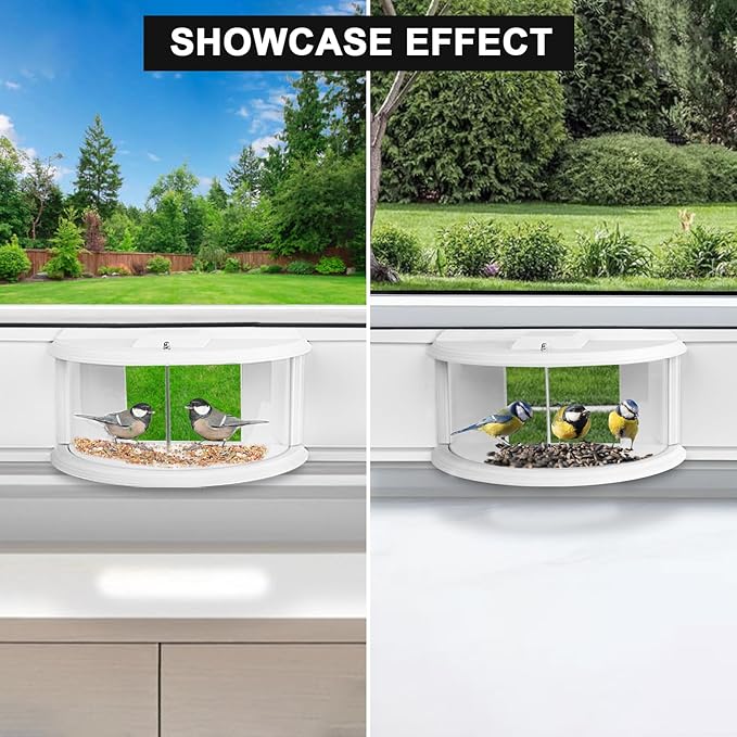 in Window Bird Feeders for Viewing - 180° Clear View Bird Feeder, Durable, Elegant, Fits Windows 27-35" Wide, for Bird Watching-Bring Joy to Your Home