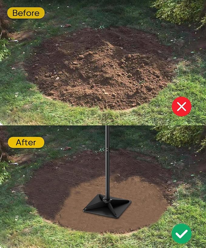 8" x 8" Heavy Duty Steel Tamper with 44.7 inch Adjustable Handle & Rubber Grip, Thickened Steel Garden Dirt Tamper Tool for Ground & Gravel Leveling, Soil Tamper for Yard, Sand, Driveway