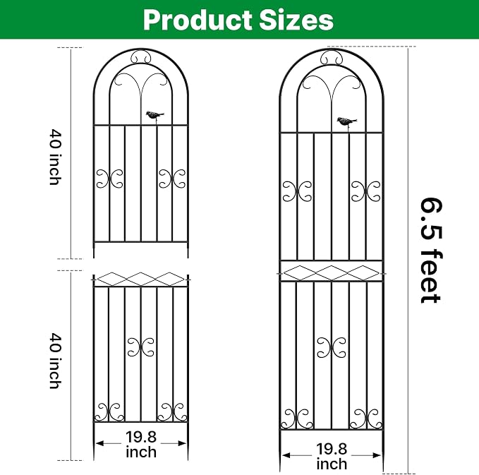 ARIFARO 78 inch Metal Garden Trellis for Climbing Plants, Pack of 2, Indoor/Outdoor Sturdy Decorative Plant Trellises for Potted Plants, House Plants, Climbing Vines, Bird Pattern