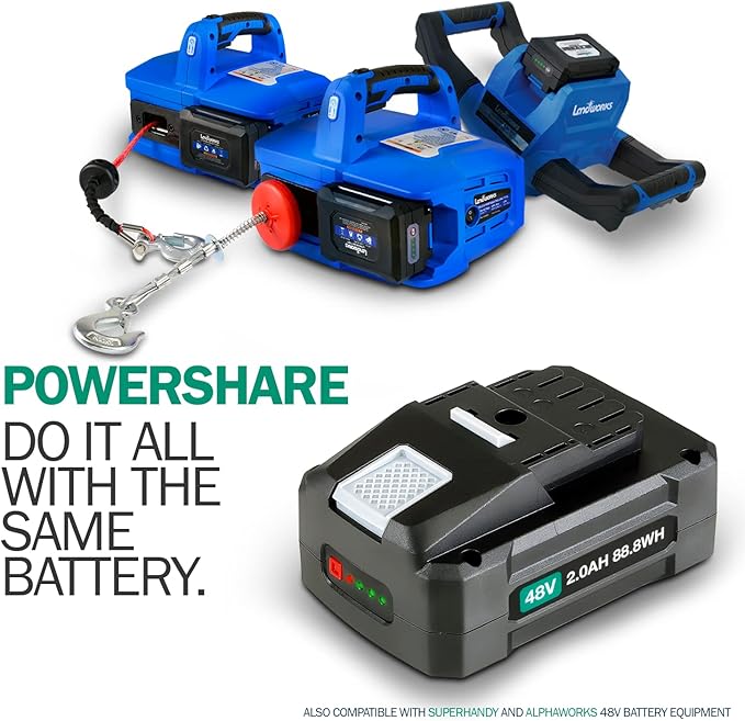 Landworks Super Duty Pro 48V DC 2Ah Lithium Ion Rechargeable Battery 88.8 Watt Hours (Battery Only, For Landworks Electric Earth/Ice Auger Power Head & Li-Ion Wagon/Service Cart - All Not Included)