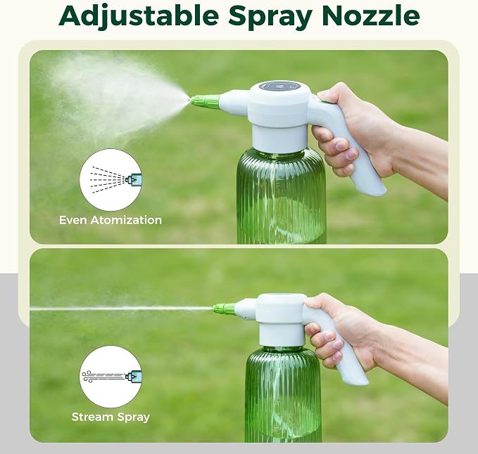 Diivoo Electric Spray Bottle 2L/0.5 Gallon, 3 Speed Flow Rechargeable Battery Powered Sprayer, Adjustable Nozzle Automatic Spray Bottle, Outdoor & Indoor Plant Sprayer for Garden