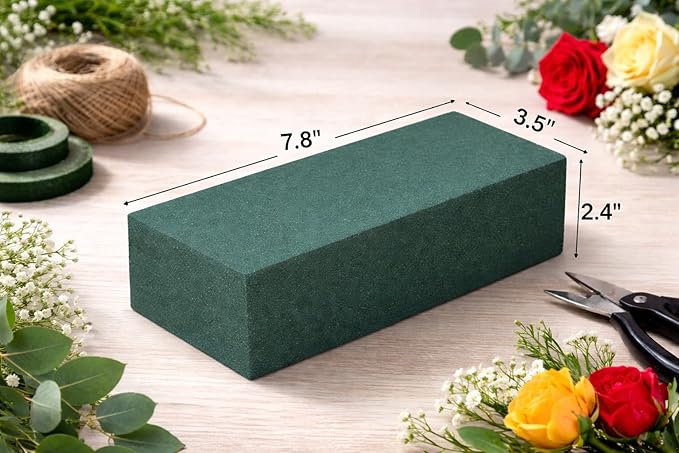 FLOFARE Pack of 48 Floral Foam Blocks for Fresh and Artificial Flowers, Each (7.8” L x 3.5” W x 2.4” H), Dry and Wet Floral Foam Blocks for Wedding, Birthdays, Home, Office, and Garden Decorations