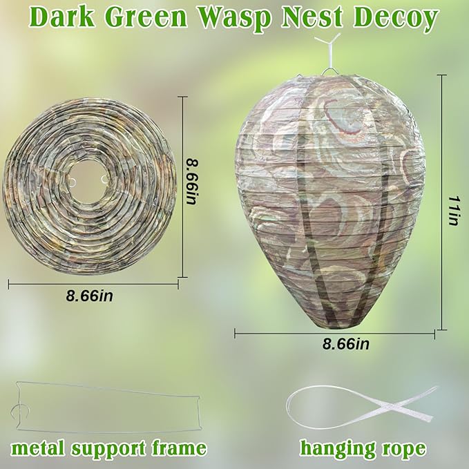 ZeeDix 8 Pack Hanging Paper Fake Wasp Nest Decoy for Outdoor(8.66"×11")