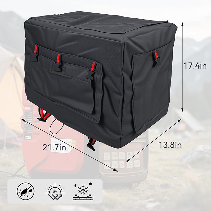Outdoor Generator Cover While Running Universal Portable Generator Tent for Most Generators Up to 4000W, 21.7 x 13.8x17.4 inches,Can Be Rolled Up and Opened All Around, Black