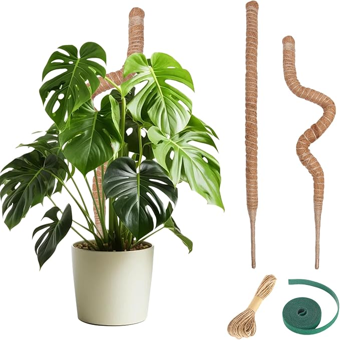 Moss Pole Monstera Plant Support 2 Pack 28 Inch Bendable Moss Pole for Monstera Plants Indoor Handmade Coco Coir Pole Plant Sticks Support Stakes for Potted Plants Philodendron to Grow Upwards