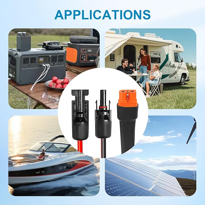 10AWG 35FT Solar to XT60i Extension Cable 3 6 10 35 50 75 100FT Heavy Duty Adapter Cable Connector XT60i Wire for Portable Power Station, Solar Panel, RV, Battery, Renewable Energy Applications