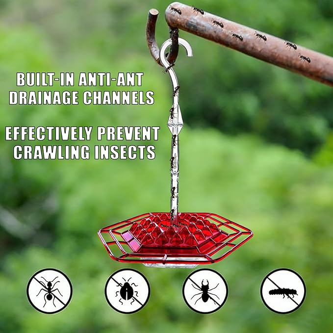 Hummingbird Feeders for Outdoors Hanging, 30 Feeding Ports,Bee-Proof and Leak-Proof - Easy to Clean and Refill, attracts Hummingbirds, Plastic with ant Fence and Hook (2Pcs Transparent)