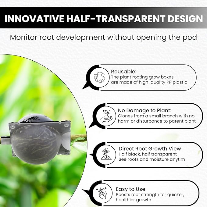 Air Layering Pods for Plant Propagation (4 Small + 4 Medium) – Reusable Rooting Balls with Automatic Lock, Plant Propagation Kit for Trees, Roses & Fruit Plants
