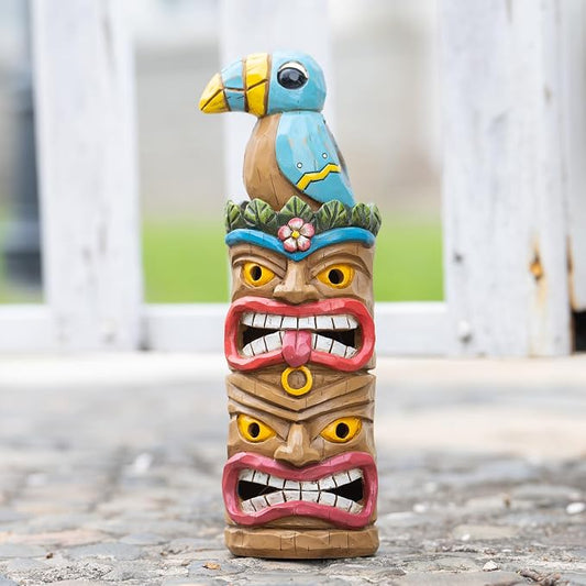 Tiki Totem Pole Solar Powered Garden Statue Decor- Tiki Decorations for Tiki Bar Outdoor Patio Balcony Lawn Yard Backyard